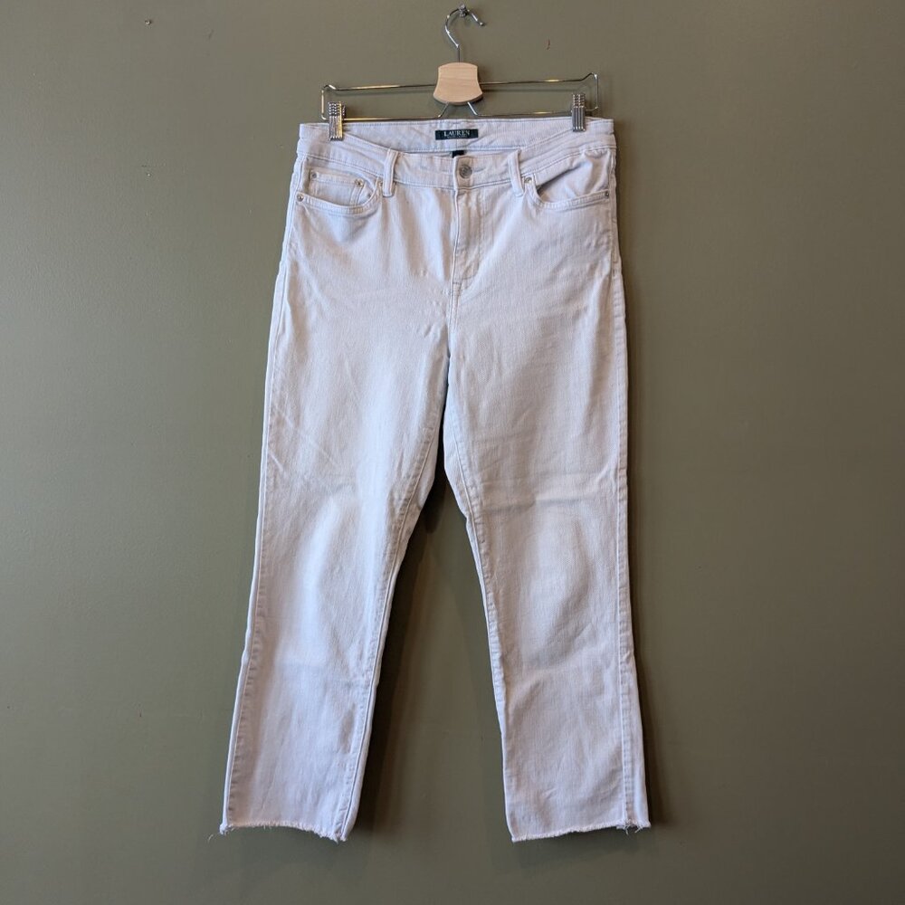 Ralph Lauren Premier Straight Ankle Jeans White Women's Size 10 Stretch Denim